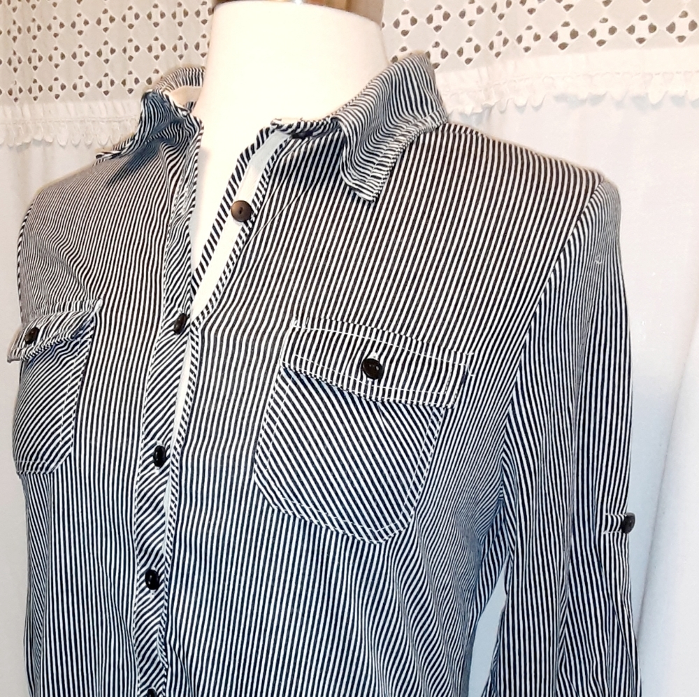 Eden & Olivia s Button front shirt women's black top button front Dressy Casual